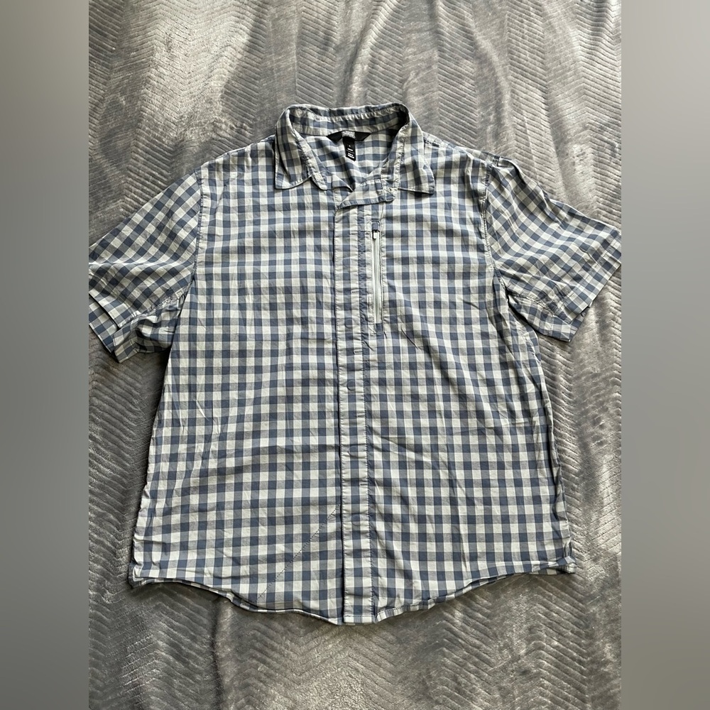 Mens Duluth Trading AKHG Roadless Snap Up Shirt Slim Fit Blue Plaid Large